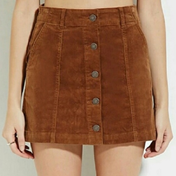 Forever 21 Dresses & Skirts - Forever 21 Brown Button Front Corduroy Mini Skirt